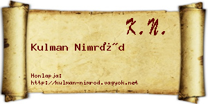 Kulman Nimród névjegykártya